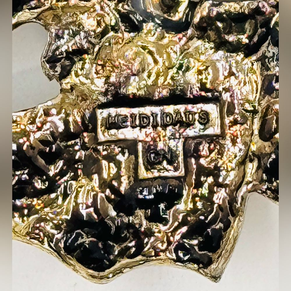 Signed Heidi Daus Multicolor Rhinestones 🐡 Koi Fish 🐠 Brooch 4.25”X3.25” NWOT - Picture 4 of 4